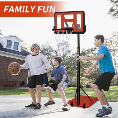 Vynxaria Portable Height Adjustable Basketball Hoop - 4.8 to 7.7ft for Outdoor Fun