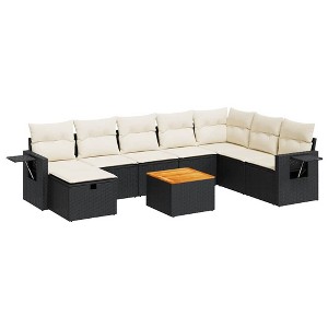 vidaXL Garden Sofa Set Black, Cream White - 1 of 4