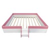 Whisen Twin Size Upholstered Floor Bed & Daybed with Fence and Two-Tier Staircase - 4 of 4