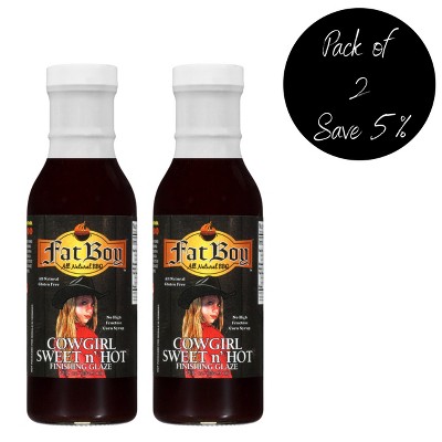 Fat Boy Hickman's BBQ 12 fl oz Cowgirl Sweet n' Hot BBQ Finishing Glaze - Pack of 2
