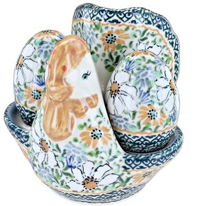 Blue Rose Polish Pottery SP04 Galia Hen Salt & Pepper Shakers - 1 of 3