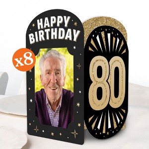 Big Dot of Happiness 80th Birthday Photo Holder Centerpieces, 4x6 Picture Display Box, Black & Gold Table Decoration for Adult Birthday Decor, 8 Count - 1 of 4