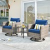 XIZZI Patio Outdoor Swivel Rocking Chairs Set of 2 with Side Table, 3 Pieces PE Rattan Wicker Patio Bistro Set with 360 Degree Rotation Chairs - 3 of 4
