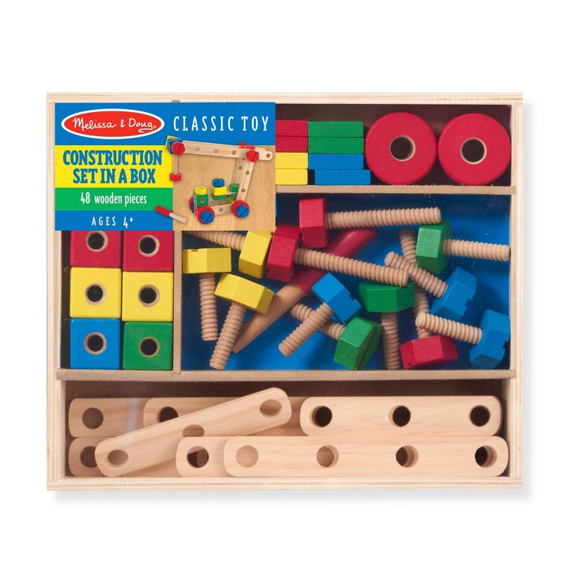 Melissa &#38; Doug Wooden Construction Building Set in a Box (48pc), 4 of 11