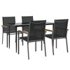 vidaXL 5-Piece Patio Dining Set - Black Textilene and Powder-Coated Steel Frame - Tempered Glass Tabletop - Comfortable Outdoor Seating Solution - 3 of 4