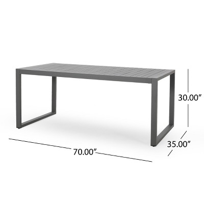 Navan Gray Aluminum Rectangular Outdoor Dining Table