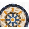 Earth Rugs Nautical Ship Wheel Printed Coaster – 5"x5" Braided Jute Square, Rustic Blue - 2 of 3
