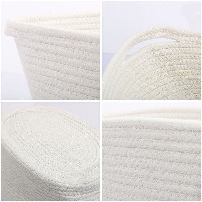Unique Bargains Cotton Storage Basket Clothes Organizer Decorative Storage Bins 1 Pc White