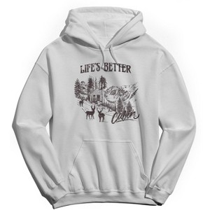 Rerun Island Men's Christmas Life'S Better At The Cabin Long Sleeve Graphic Cotton Hoodie - 1 of 1