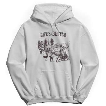 Rerun Island Men's Christmas Life'S Better At The Cabin Long Sleeve Graphic Cotton Hoodie