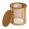 Racxily 15.70" Round End Table, Hollow Woven Side Table, Small Rubber Wood Nightstand, Rattan Woven Tea Desk, Round Wood Tabletop - 4 of 4