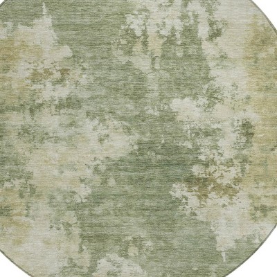 HomeRoots 8' Sage And Beige Round Abstract Washable Indoor Outdoor Area Rug