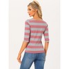 INSPIRE CHIC Women's Stripes Casual Basic Elbow Sleeves Boat Neck Slim Fit T-Shirts - 4 of 4