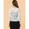 INSPIRE CHIC Women's Tie Front Ruffled Hem Floral Lace Sheer Crop Bolero Shrug - 3 of 4