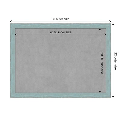 Sky Blue Rustic Wood Framed Magnetic Board 28x20