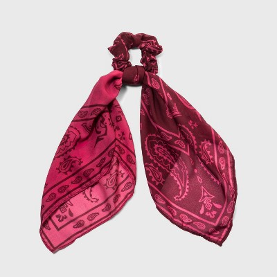 Bandana Printed Chiffon Scarf Hair Twisters - Wild Fable™ Burgundy