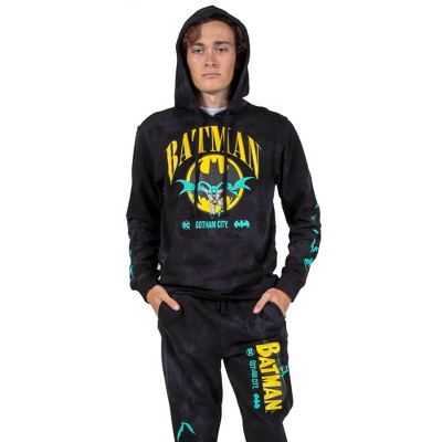 Batman Gotham City Black Wash Men's Hoodie & Jogger Set-xxl