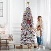 6FT/7.5FT Pencil Christmas Tree, Pre-Lit Frosted Artificial Tree, Skinny Xmas Trees Holiday Decoration - 3 of 4