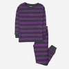 Leveret Matching Family Pajamas – Purple & Dark Gray Stripes – 100% Cotton – Customizable for Personalization - 2 of 4