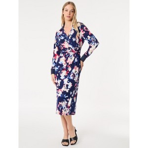 Collared Twist Wrap Midi Dress Printed ITY-L - 1 of 3