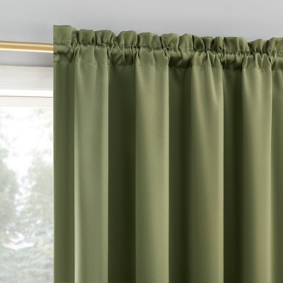 Sage Green Blackout Rod Pocket Curtain Panel 52" x 95"