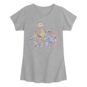Girls' - Sesame Street - SS Group Fitted Short Sleeve Graphic T-Shirt - 1 of 3