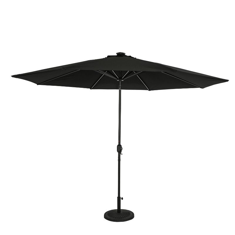 11&#39; x 11&#39; Calypso II Market Patio Umbrella with Solar LED Strip Lights Black - Island Umbrella, 2 of 15