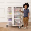 ECR4Kids 20-Compartment Mobile Storage Tower with Cubby Bins with Lids, 5x4, White Wash - 4 of 4