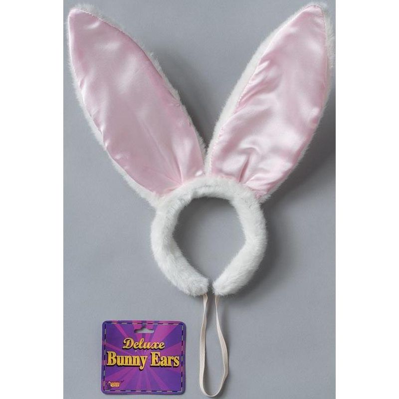 Forum Novelties Deluxe Satin Plush Costume Bunny Ears, 1 of 2