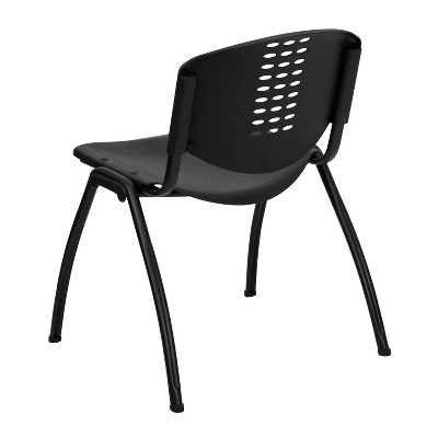 Contemporary Black Metal Stack Chair with Ventilation Holes
