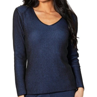 Women's Two Tone Ribbed V-Neck Top - Angel Apparel
