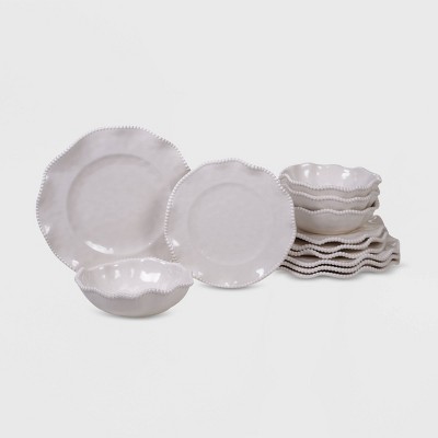 12pc Melamine Perlette Dinnerware Set Cream - Certified International