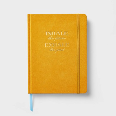 240 Sheet Guided Journal 5.85"x8.7" Inhale Exhale - Threshold™: Mustard Yellow Hard Cover, Lined Paper, Sewn Binding