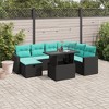 vidaXL Patio Sofa Set with Cushions and Table Outdoor Garden 8 Piece Poly Rattan - Black - 2 of 4