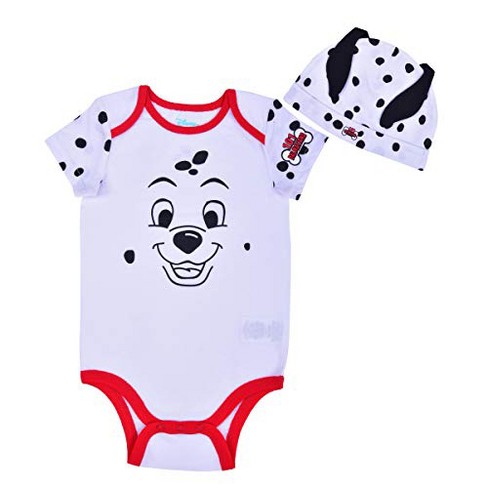 Disney Boy's 101 Dalmatians Bodysuit Creeper and Baby Cap with 3D Ears -  White, 18 Months