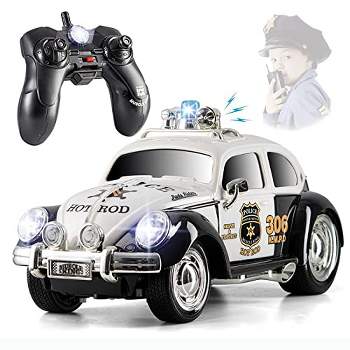 Top Race Remote Control Car with Lights and Sirens |Old Fashioned Style| Black and White