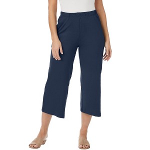 Jessica London Women's Plus Size Soft Ease Wide Crop - 1 of 4