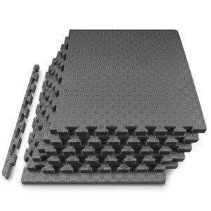 ProsourceFit Checkered Exercise Puzzle Mat, 24 Sq Ft - 6 Tiles - 1 of 4