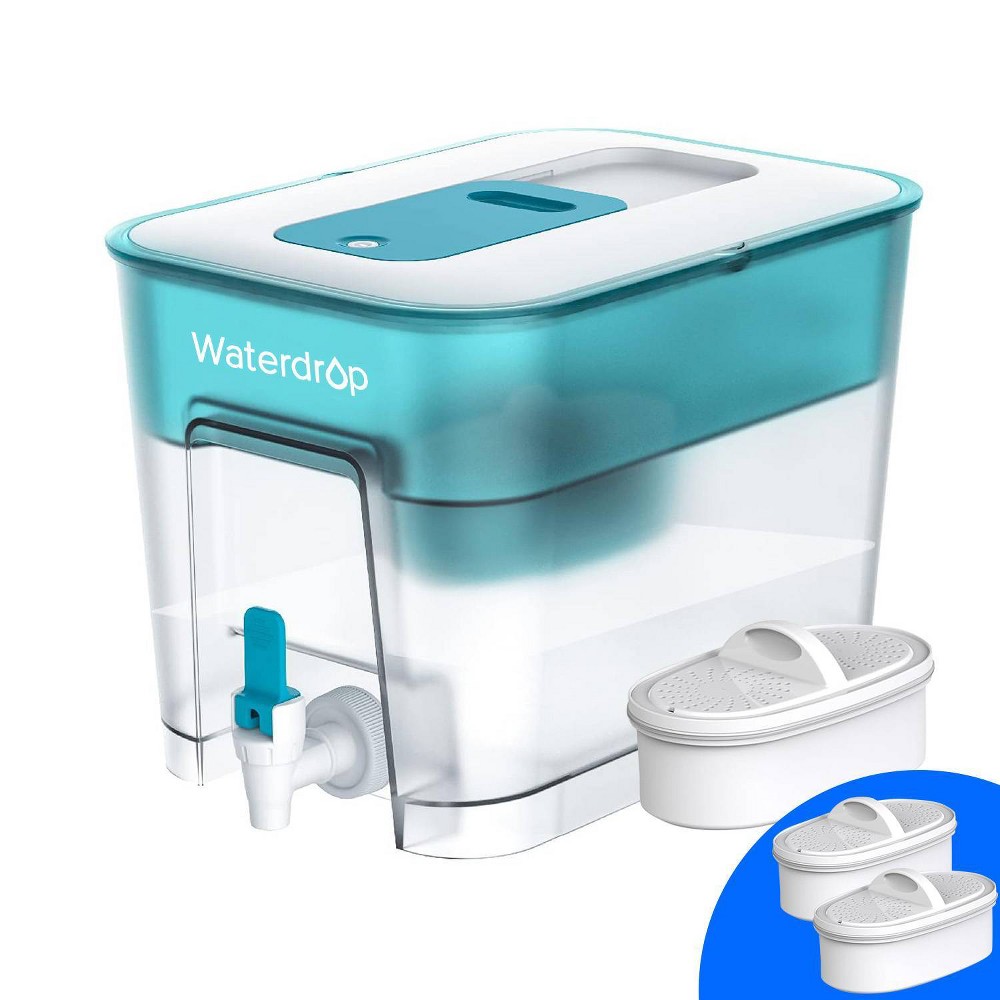 Waterdrop 200gal Long-Life 40 Cup Large Water Filter Dispenser with 2 Extra Replacement Filter