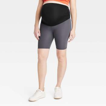 Women's Seamless Crossover Waistband Bike Shorts - Colsie™ Gray M