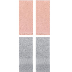 REGALWOVEN 4 Pcs Bathroom Decorative Cotton Soft Absorbent Sold Striped Hand Towel - 1 of 4