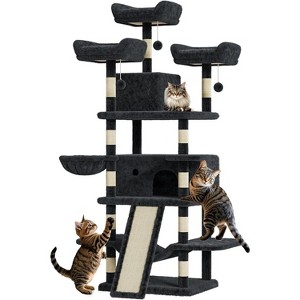 68.5'' Large Cat Tree, Heavy Duty Cat Tower with Condo, Plush Perches, Sisal Scratching Posts, Hammocks, Basket, Dangling Ball - 1 of 4
