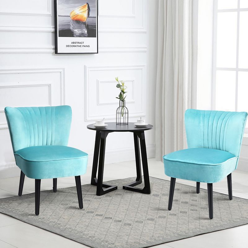 Costway Set of 2 Armless Accent Chair Upholstered Leisure Chair Single Sofa Turquoise\Stone Grey\ Dark Grey, 2 of 11