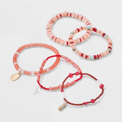 Semi Precious Jasper Beaded Medallion Bracelet Set 5pc - Universal Thread™