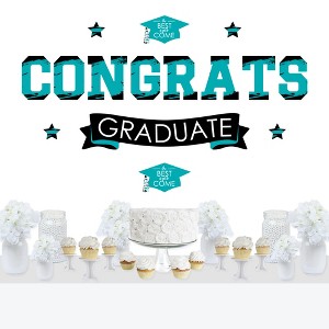 Big Dot of Happiness Teal Graduation Party Photo Backdrop - Wall Decals - 1 of 4