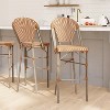 Emma & Oliver Colmar Set of Two Indoor/Outdoor 30" High Stacking Bistro Counter Stools with Patterned Seat and Back and Metal Frames - 2 of 4