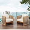 KTMBDW Outdoor Club Chairs, Acacia Wood Curved Accent Chair with Cushions and Woven Rope Accents for Garden, Patio Furniture - 2 of 4