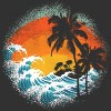 Men's Design By Humans Tropical Waves By clingcling T-Shirt - 2 of 4