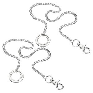 Unique Bargains Nickel Plated Metal Wallet Jeans Belt Handbag Keyring Clasp Chains - 1 of 4