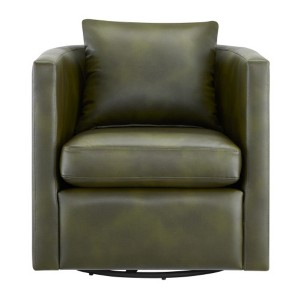 TiramisuBest Saddle Faux Leather Swivel Barrel Chair,Brown - 1 of 4